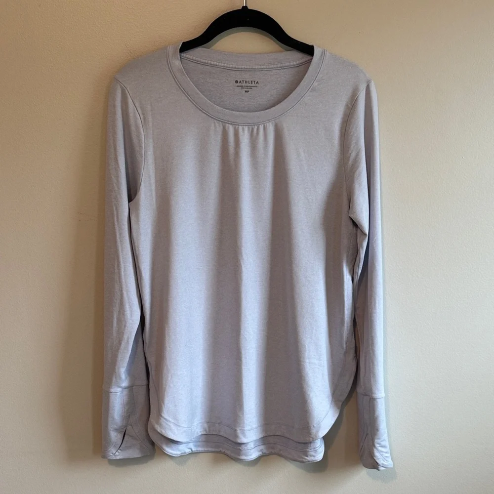Athleta Soft Heather Blue Uptempo Top, size Petite Medium